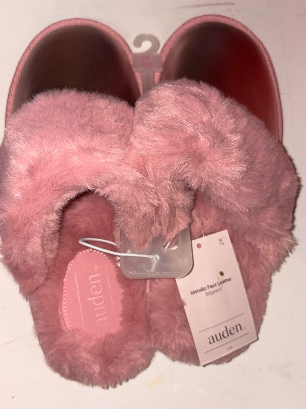 Auden Soft Pink Faux Fur Slide Slippers